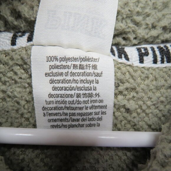 Pink Victoria's Secret Pullover Womens XL Sherpa Fleece Quarter Zip Kangaroo Poc - Picture 5 of 9